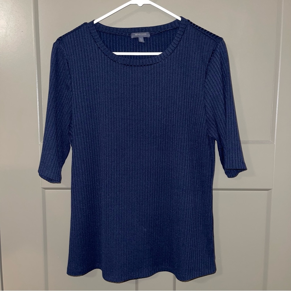 Blue Madison Ribbed Top Size L